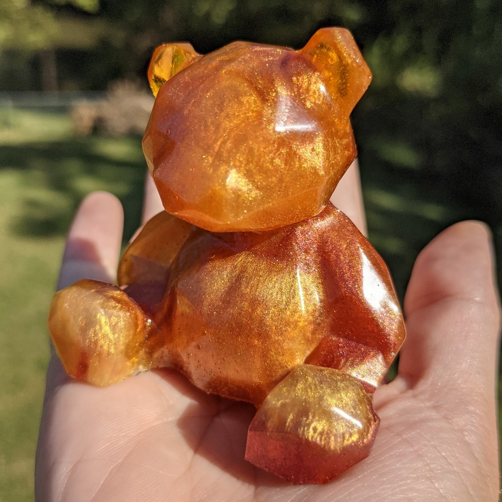 Teddy Bear Resin Art Orange Beautiful Cute Handmade Gift Bears Unique Gifts - Picture 4 of 10